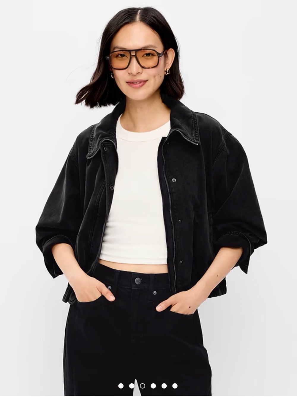 Funnel-Neck Denim Jacket